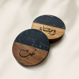 Custom Coaster Set – Engraved Slate & Acacia Wood